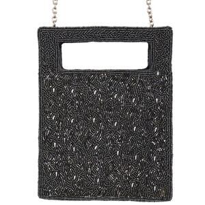 Inge Christopher Bag Handbag Womens Dark Gray Black Square Clutch Formal Beaded